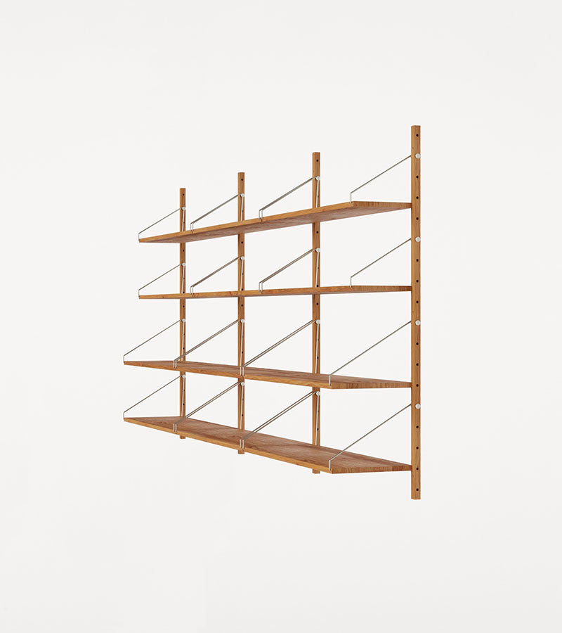 H1148 | Triple Section · Natural Oak · Shelf Library