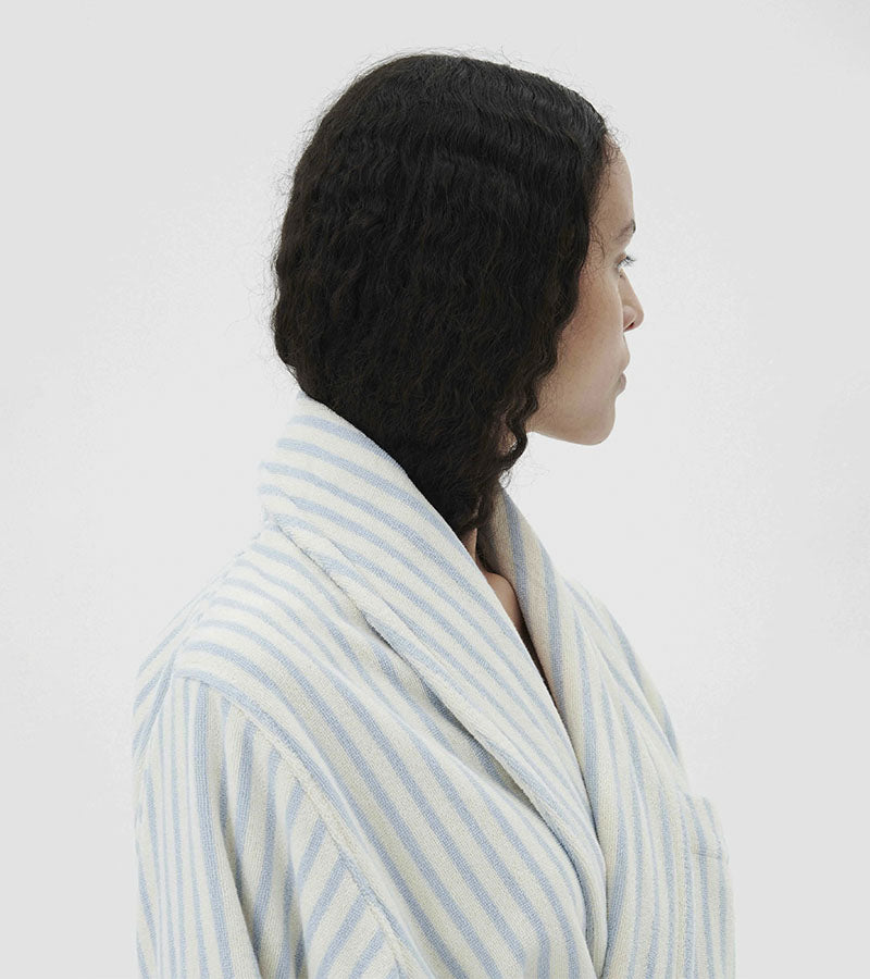 Classic Bathrobe | Soft Blue Stripes