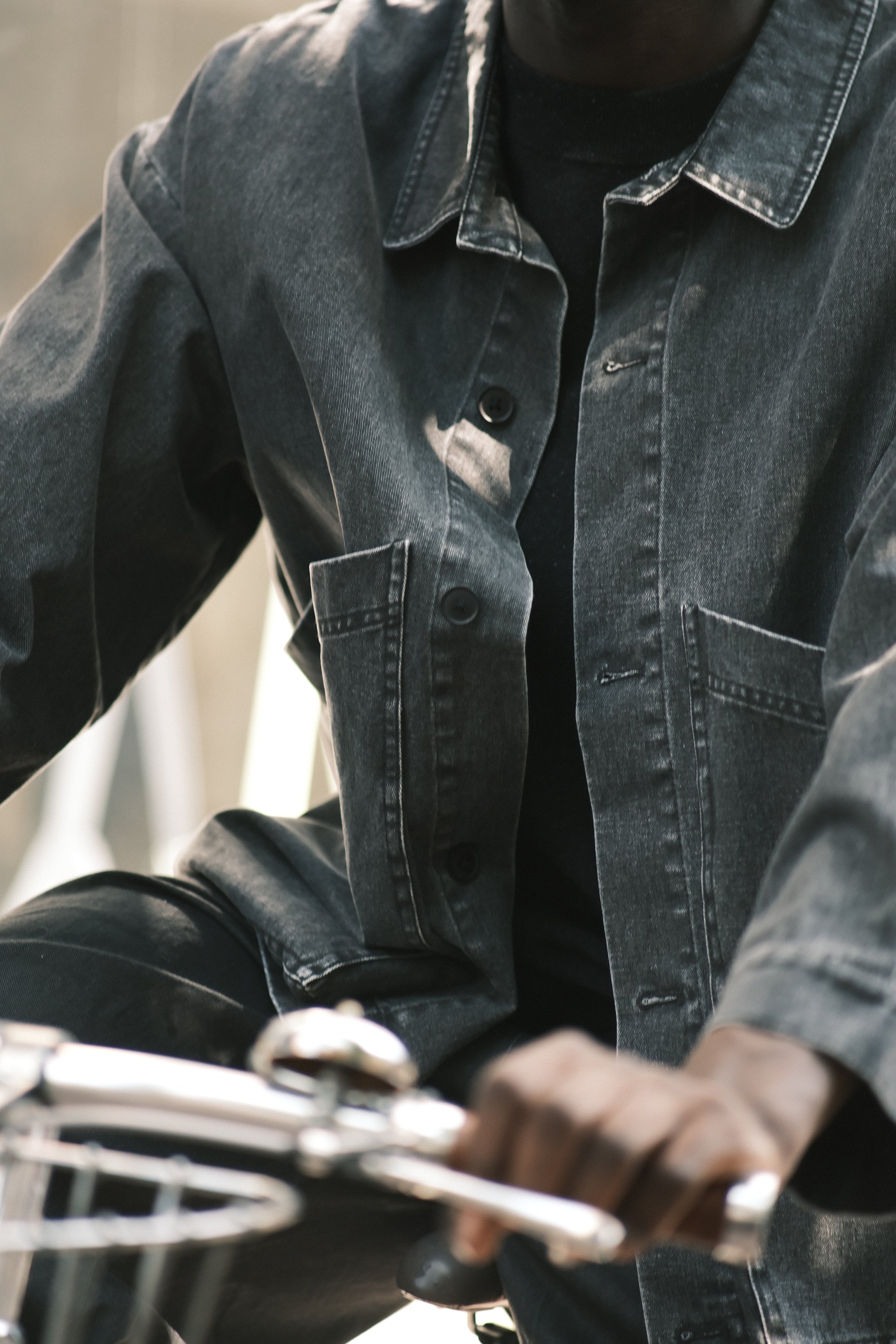 Signature Panel Pockets Jacket | Washed Black