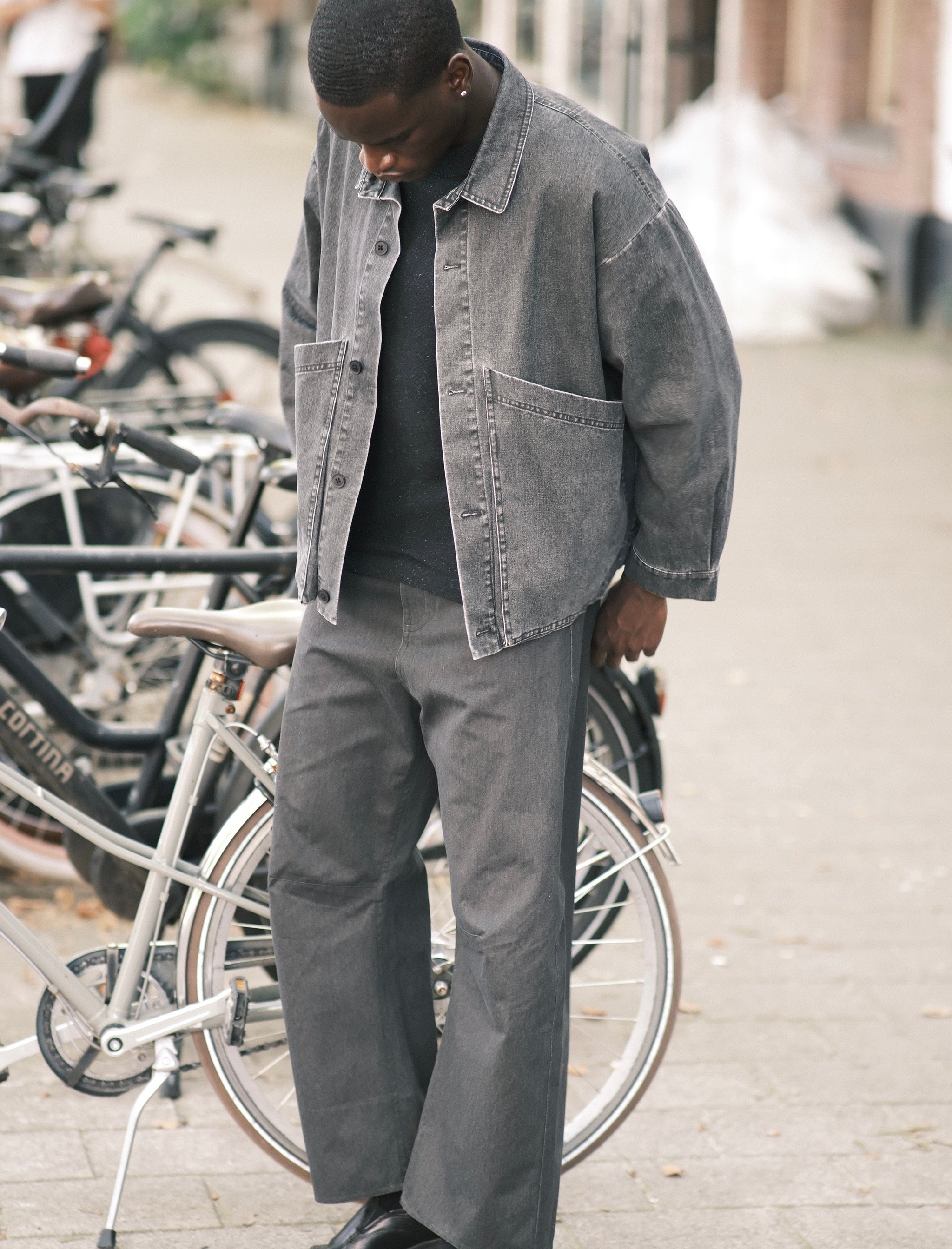 Signature Panel Pockets Jacket | Washed Black