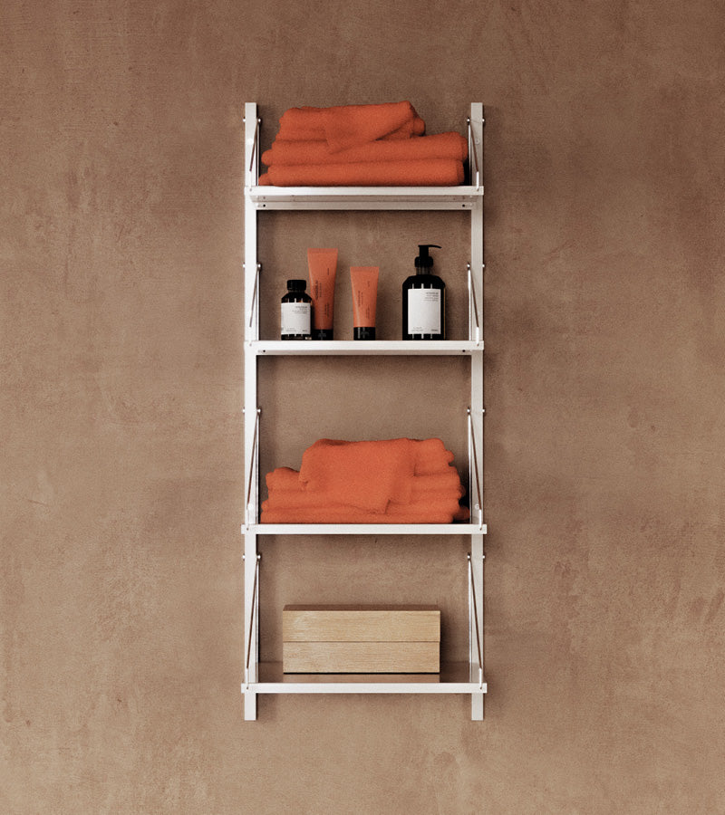 H1084 | W40 | Single Section · Warm White Steel · Shelf Library